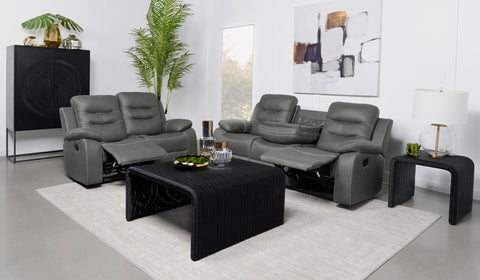 Madeline 2-piece Upholstered Padded Arm Sofa Set Dark GreyDark Grey