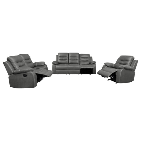 Madeline 3-piece Upholstered Padded Arm Sofa Set Dark GreyDark Grey