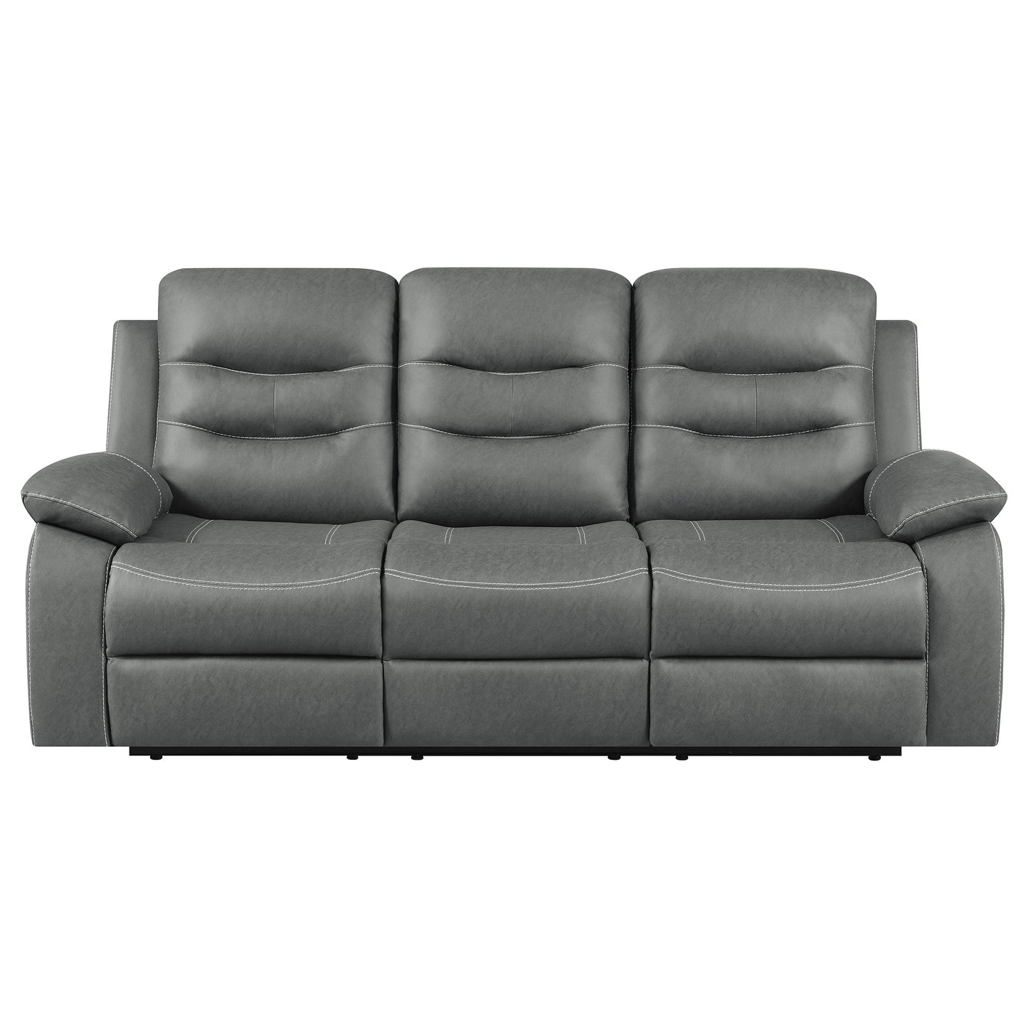 veena upholstered padded arm reclining sofa dark grey