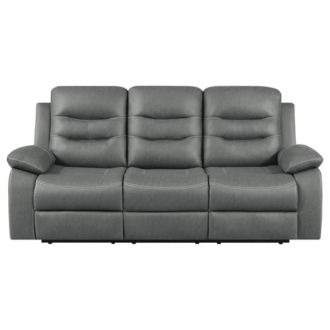 Madeline Upholstered Padded Arm Reclining Sofa Dark GreyDark Grey