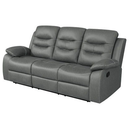 Veena Upholstered Padded Arm Reclining Sofa Dark Grey