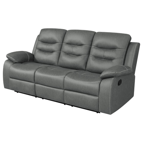 Madeline Upholstered Padded Arm Reclining Sofa Dark GreyDark Grey