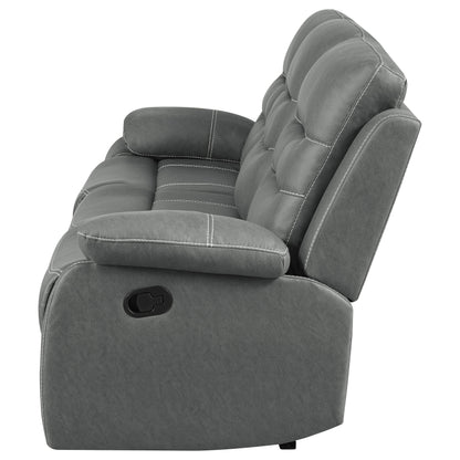 Veena Upholstered Padded Arm Reclining Sofa Dark Grey