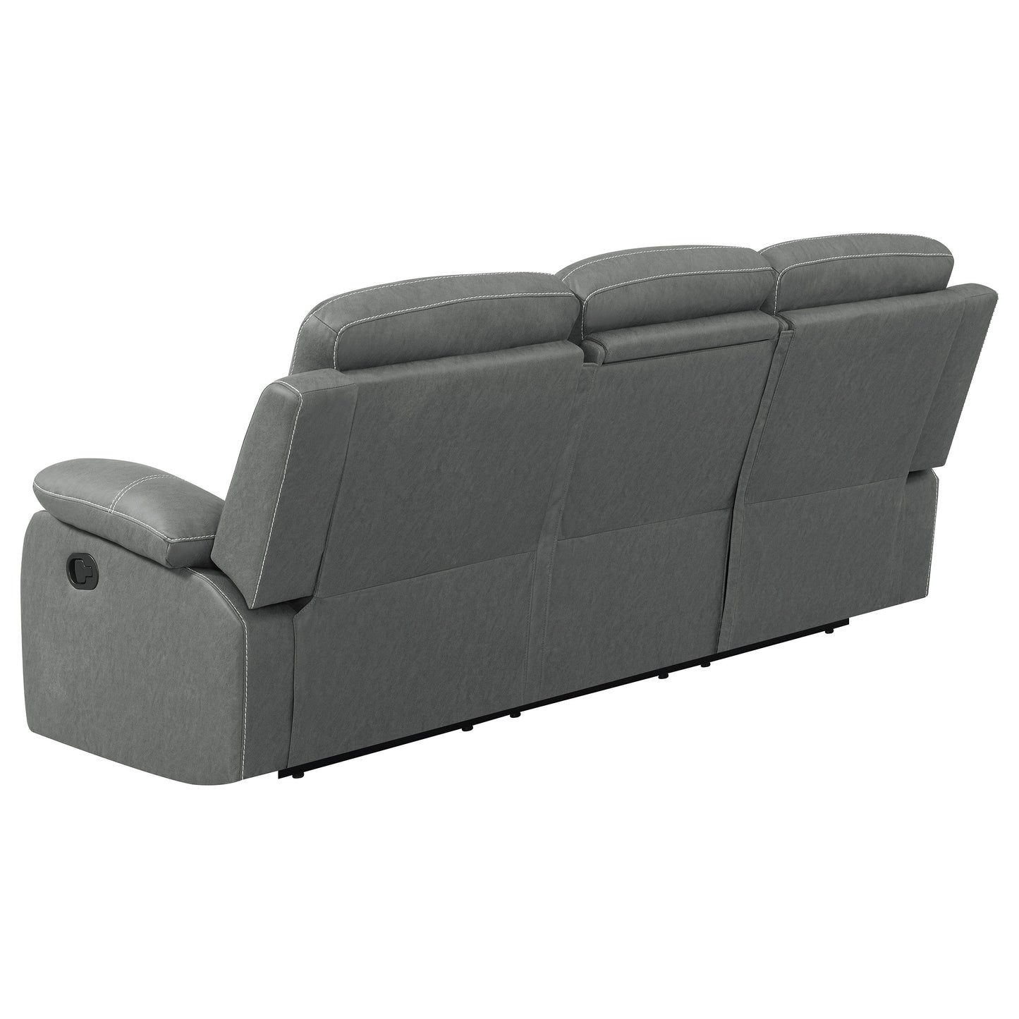 veena upholstered padded arm reclining sofa dark grey