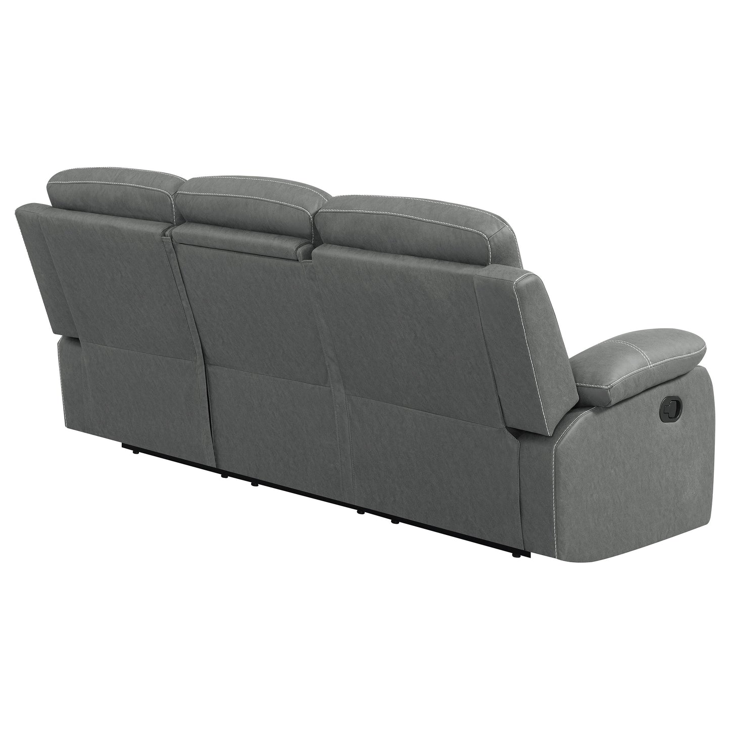 veena upholstered padded arm reclining sofa dark grey