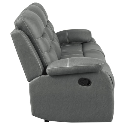 Veena Upholstered Padded Arm Reclining Sofa Dark Grey