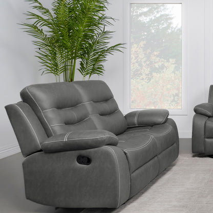 Veena Upholstered Padded Arm Reclining Loveseat Dark Grey