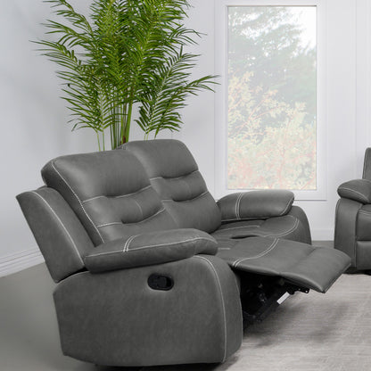 Veena Upholstered Padded Arm Reclining Loveseat Dark Grey