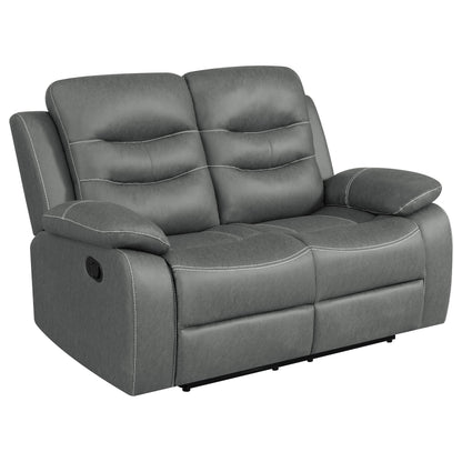 Veena Upholstered Padded Arm Reclining Loveseat Dark Grey