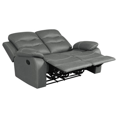 Veena Upholstered Padded Arm Reclining Loveseat Dark Grey