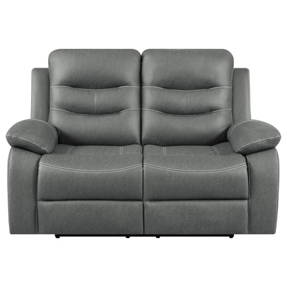 Veena Upholstered Padded Arm Reclining Loveseat Dark Grey