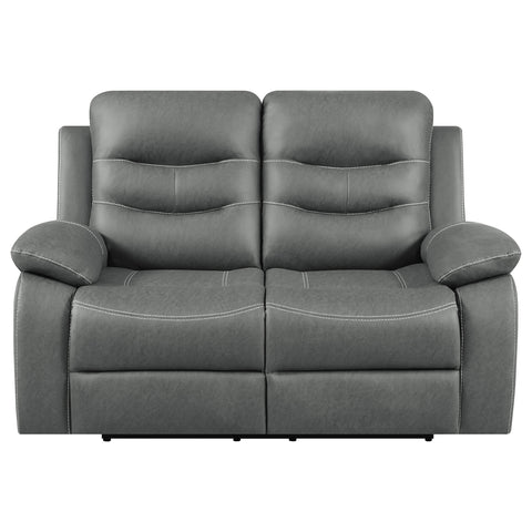 Madeline Upholstered Padded Arm Reclining Loveseat Dark GreyDark Grey