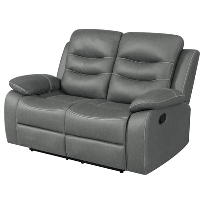 Veena Upholstered Padded Arm Reclining Loveseat Dark Grey