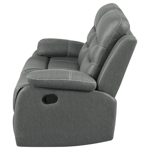 Madeline Upholstered Padded Arm Reclining Loveseat Dark GreyDark Grey