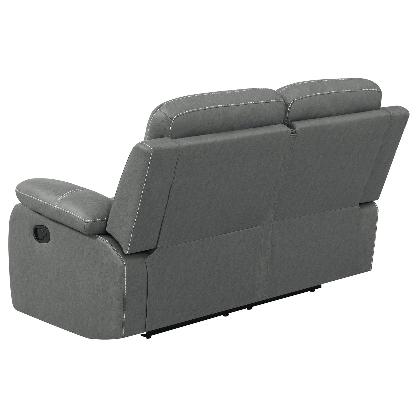 veena upholstered padded arm reclining loveseat dark grey