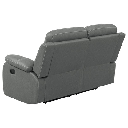 Veena Upholstered Padded Arm Reclining Loveseat Dark Grey