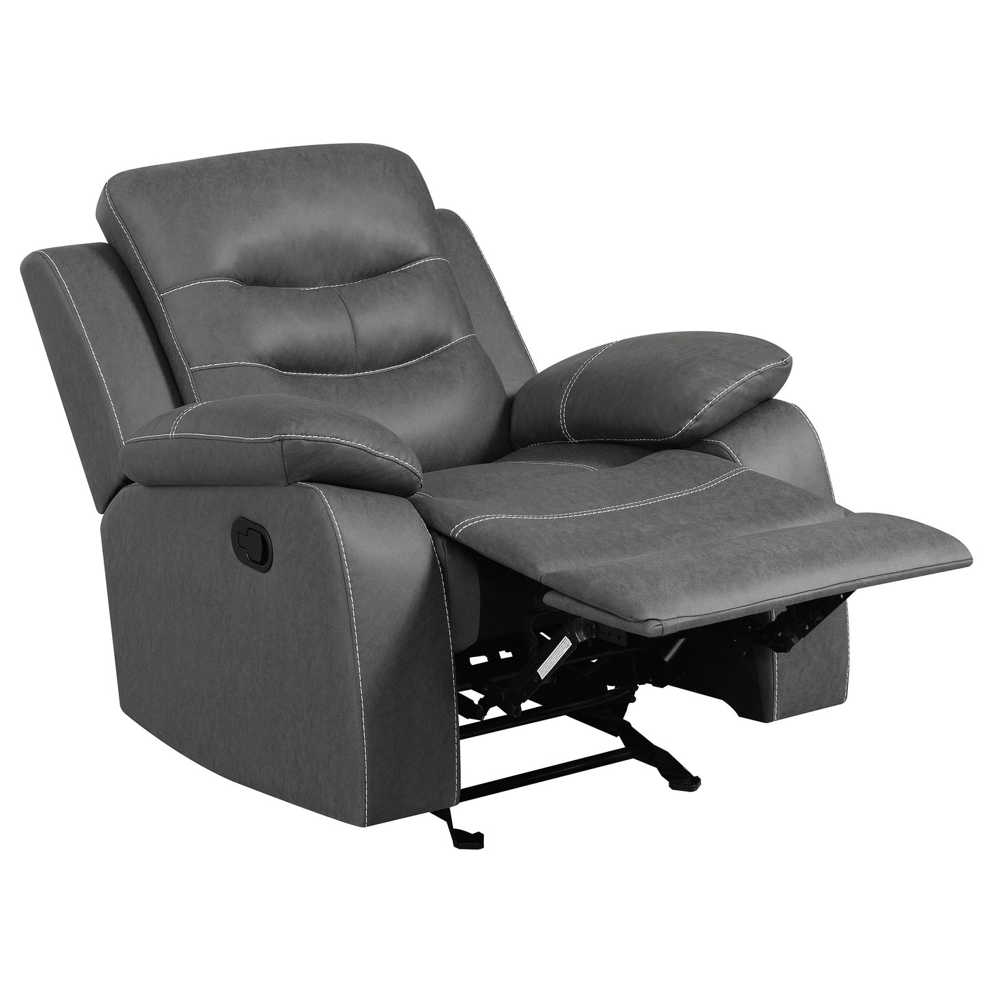 veena upholstered padded arm glider recliner dark grey