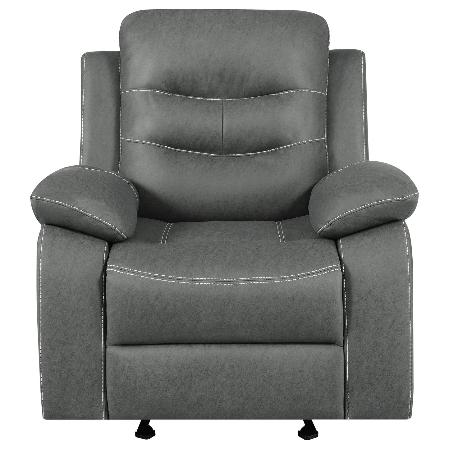 veena upholstered padded arm glider recliner dark grey