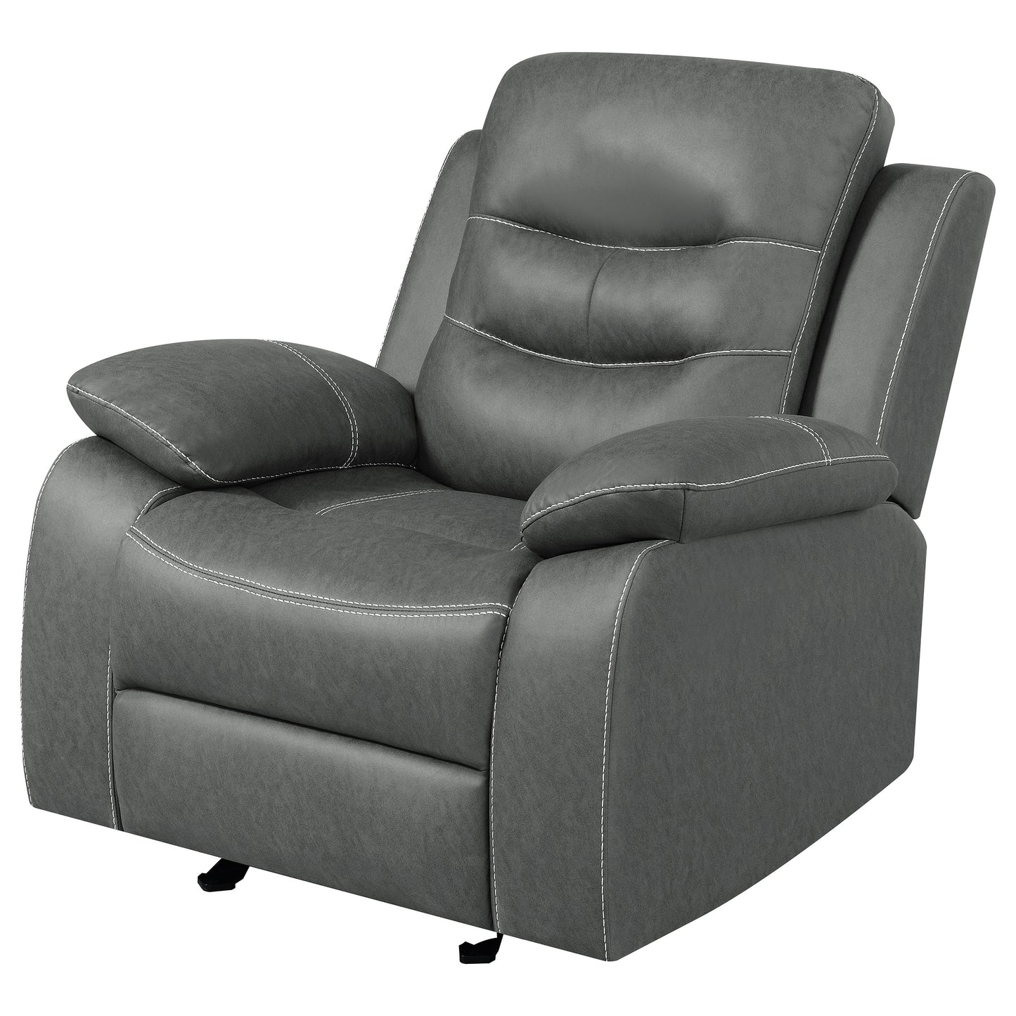 veena upholstered padded arm glider recliner dark grey