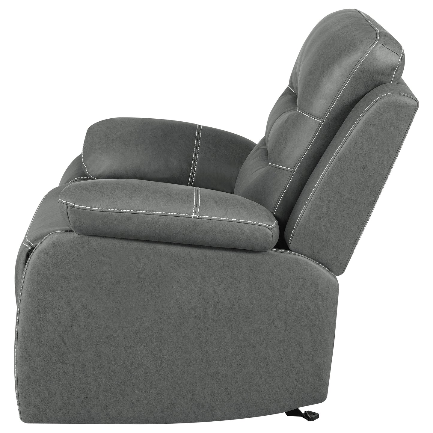 veena upholstered padded arm glider recliner dark grey