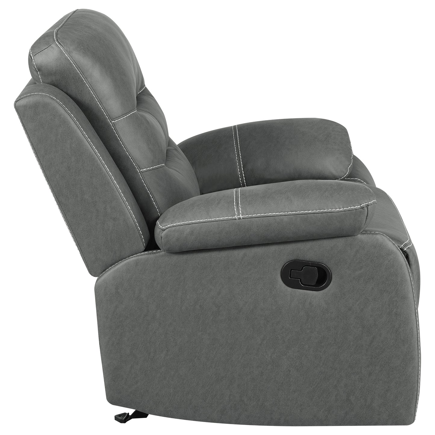 veena upholstered padded arm glider recliner dark grey