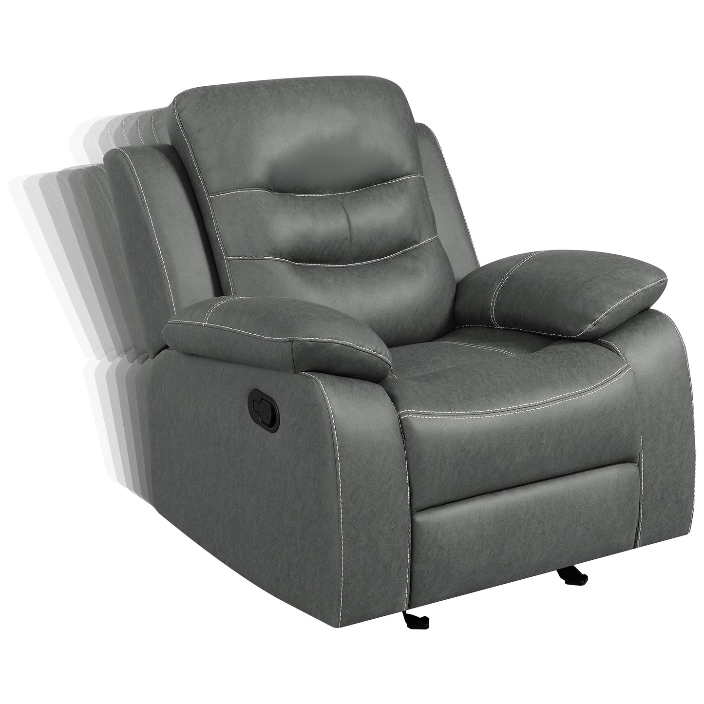 veena upholstered padded arm glider recliner dark grey