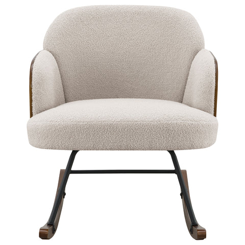 Carolyn Boucle Upholstered Mid Back Rocking Chair BeigeBeige