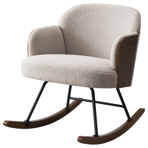 Carolyn Boucle Upholstered Mid Back Rocking Chair BeigeBeige