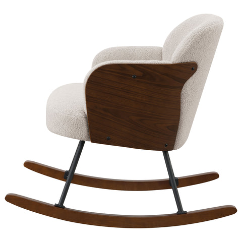 Carolyn Boucle Upholstered Mid Back Rocking Chair BeigeBeige