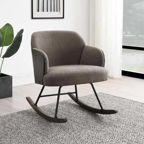 Carolyn Boucle Upholstered Mid Back Rocking Chair TaupeTaupe