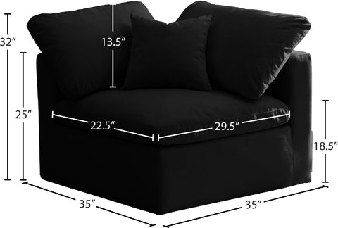 Lips Black Velvet Standard Comfort Modular Corner Chair Corner