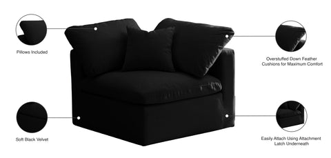 Lips Black Velvet Standard Comfort Modular Corner Chair Corner