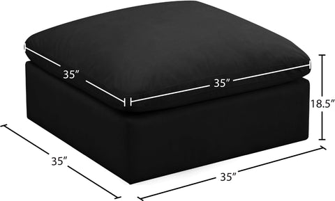 Lips Black Velvet Standard Comfort Modular Ottoman Ott