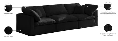 Lips Black Velvet Standard Comfort Modular Sofa S105