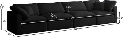 Lips Black Velvet Standard Comfort Modular Sofa S140