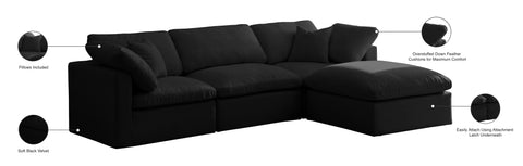 Lips Black Velvet Standard Comfort Modular Sectional Sec5A