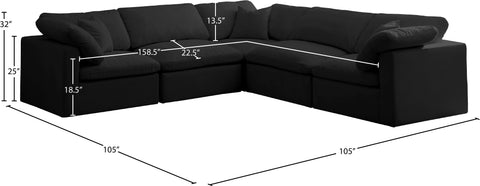Lips Black Velvet Standard Comfort Modular Sectional Sec5C