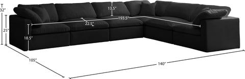 Lips Black Velvet Standard Comfort Modular Sectional Sec6A