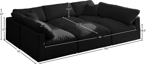 Lips Black Velvet Standard Comfort Modular Sectional Sec6C