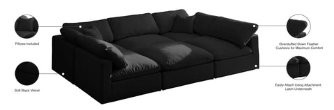 Lips Black Velvet Standard Comfort Modular Sectional Sec6C