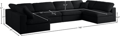 Lips Black Velvet Standard Comfort Modular Sectional Sec6D