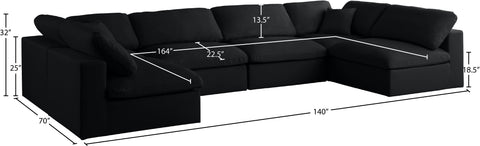 Lips Black Velvet Standard Comfort Modular Sectional Sec6D