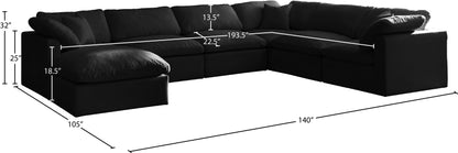 Lips Black Velvet Standard Comfort Modular Sectional Sec7A