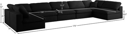 Lips Black Velvet Standard Comfort Modular Sectional Sec7B