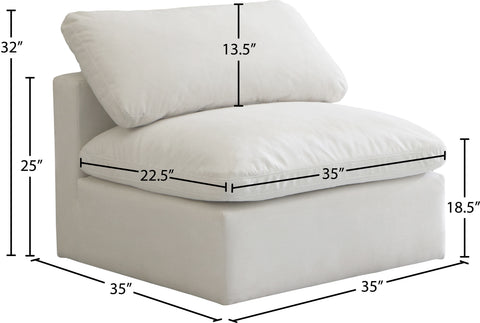 Lips Cream Velvet Standard Comfort Modular Armless Chair Armless