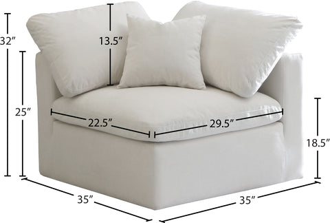 Lips Cream Velvet Standard Comfort Modular Corner Chair Corner