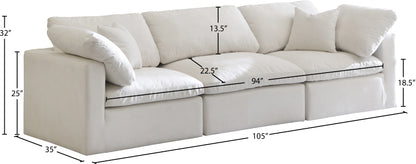 Lips Cream Velvet Standard Comfort Modular Sofa S105