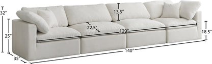 Lips Cream Velvet Standard Comfort Modular Sofa S140