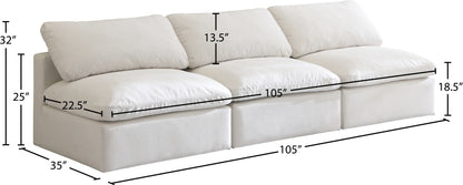 Lips Cream Velvet Standard Comfort Modular Sofa S3