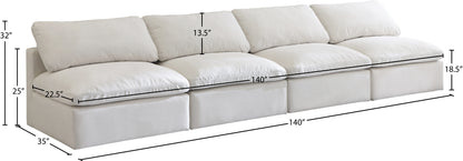 Lips Cream Velvet Standard Comfort Modular Sofa S4